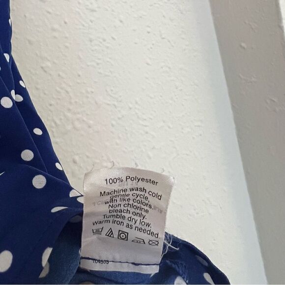 J. Crew Polka Dot Tie Ruffle Sleeveless Top Blue Size 2 - Picture 6 of 6